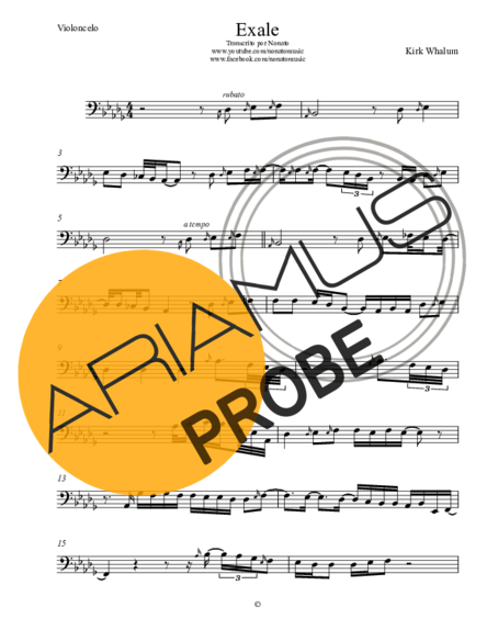 Kirk Whalum Exale (Shoop Shoop) score for Cello