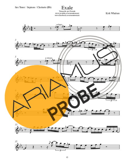 Kirk Whalum Exale (Shoop Shoop) score for Tenor-Saxophon Sopran (Bb)