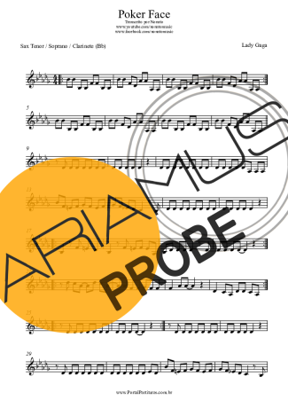 Lady Gaga Poker Face score for Tenor-Saxophon Sopran (Bb)