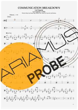Led Zeppelin Communication Breakdown score for Schlagzeug