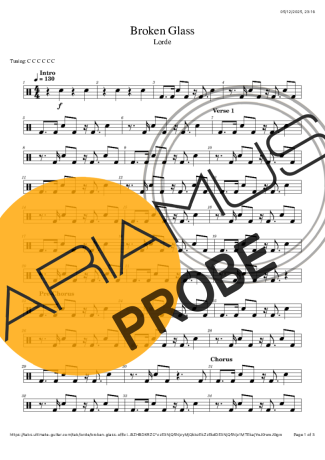 Lorde Broken Glass score for Schlagzeug