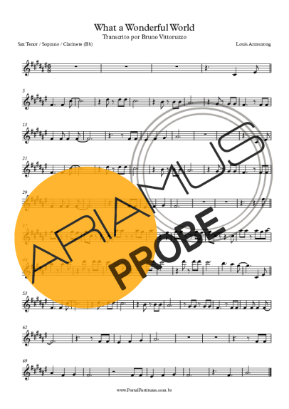 Louis Armstrong What A Wonderful World score for Tenor-Saxophon Sopran (Bb)