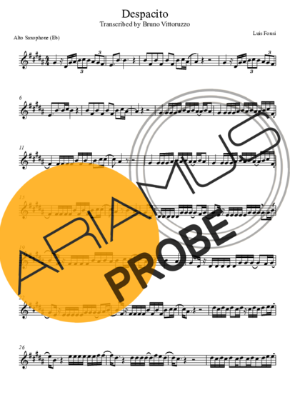 Luis Fonsi Despacito score for Alt-Saxophon