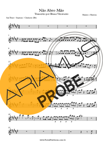 Maiara & Maraisa Não Abro Mão score for Tenor-Saxophon Sopran (Bb)