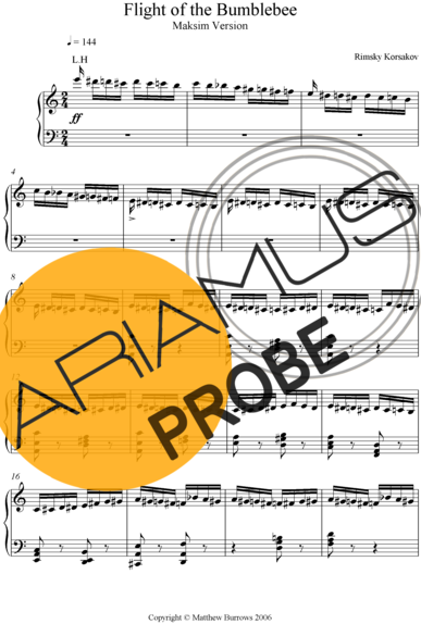 Maksim Mrvica Flight Of The Bumblebee score for Klavier