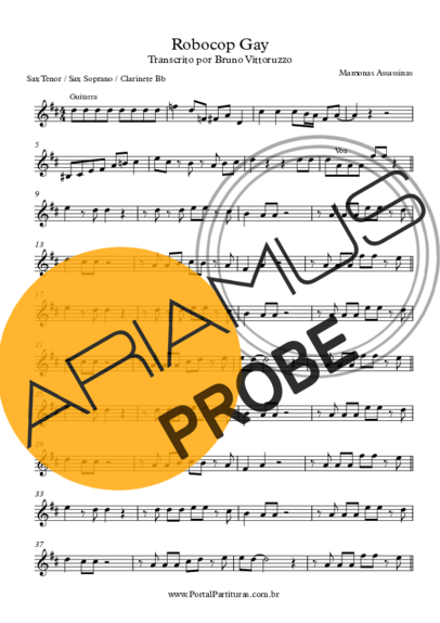 Mamonas Assassinas Robocop Gay score for Tenor-Saxophon Sopran (Bb)