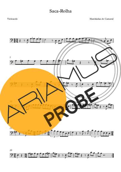 Marchinhas de Carnaval Saca Rolha score for Cello