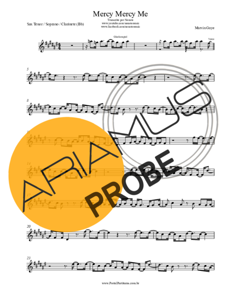 Marvin Gaye Mercy Mercy Me score for Tenor-Saxophon Sopran (Bb)