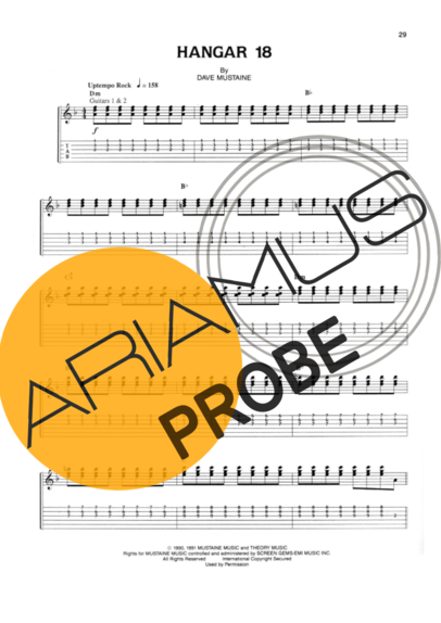 Megadeth Hangar 18 score for Gitarre