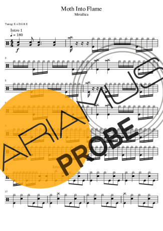Metallica Moth Into Flame score for Schlagzeug