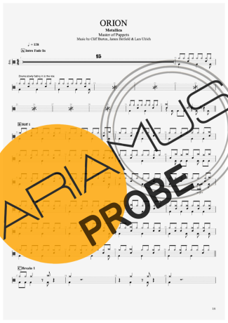 Metallica Orion score for Schlagzeug