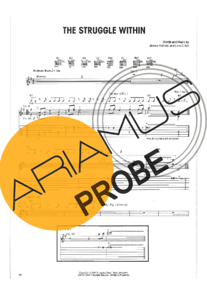 Metallica The Struggle Within score for Gitarre