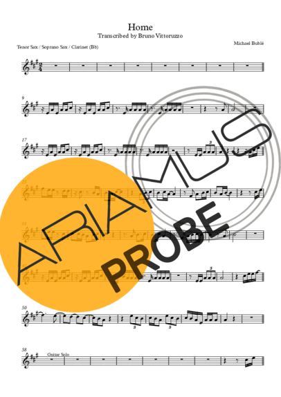 Michael Bublé Home score for Tenor-Saxophon Sopran (Bb)