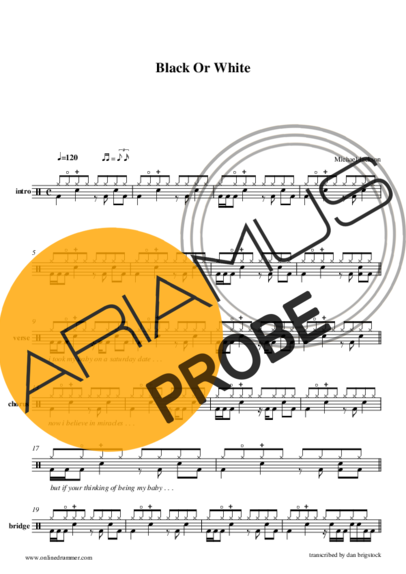 Michael Jackson Black Or White score for Schlagzeug