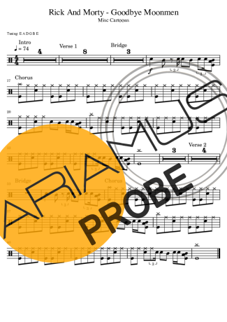Misc Cartoons Rick And Morty (Goodbye Moonmen) score for Schlagzeug