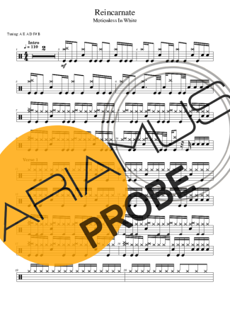 Motionless In White Reincarnate score for Schlagzeug