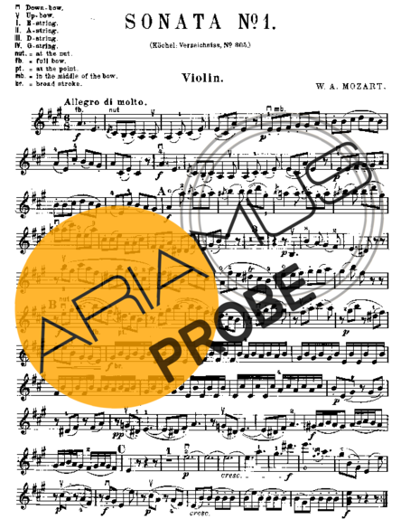 Mozart Violin Sonata 01 score for Geigen