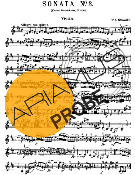 Mozart Violin Sonata 03 score for Geigen