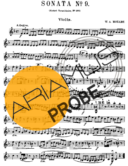 Mozart Violin Sonata 09 score for Geigen