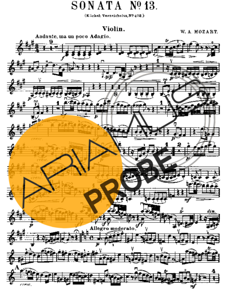 Mozart Violin Sonata 13 score for Geigen