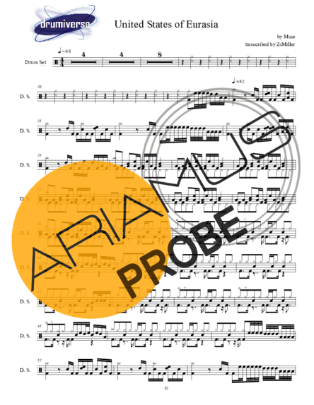 Muse United Statesof Eurasia score for Schlagzeug