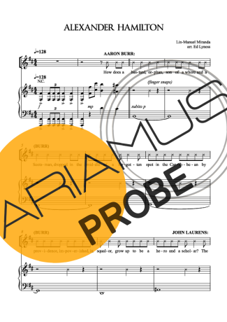 Musicals (Temas de Musicais) Alexander Hamilton score for Klavier