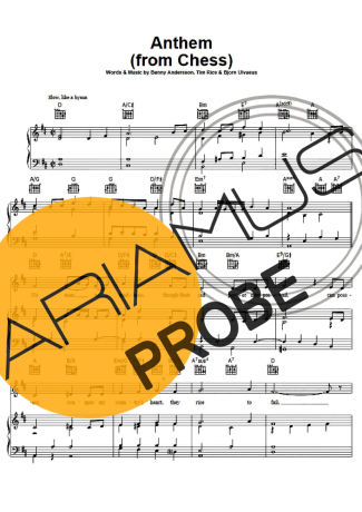 Musicals (Temas de Musicais) Anthem (from Chess) score for Klavier