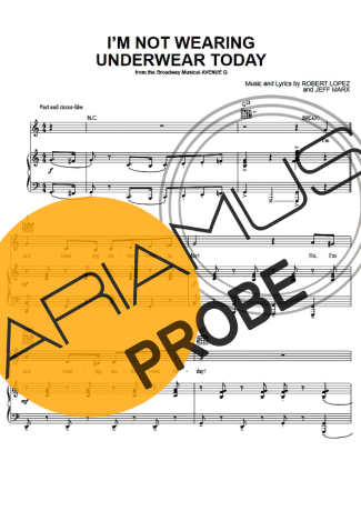 Musicals (Temas de Musicais) I´m Not Wearing Underwear Today score for Klavier