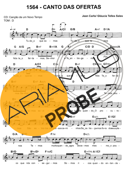 Catholic Church Music (Músicas Católicas) Canto Das Ofertas score for Keys