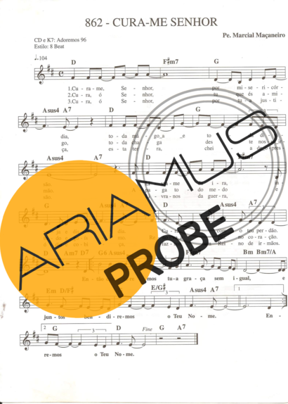 Catholic Church Music (Músicas Católicas) Cura-me Senhor score for Keys