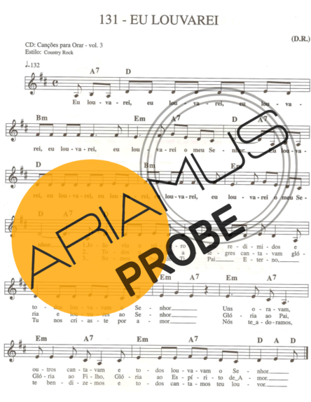 Catholic Church Music (Músicas Católicas) Eu Louvarei score for Keys