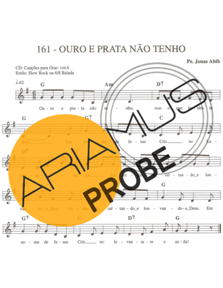 Catholic Church Music (Músicas Católicas) Ouro e Prata Não Tenho score for Keys