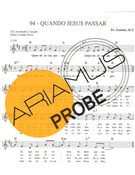 Catholic Church Music (Músicas Católicas) Quando Jesus Passar score for Keys
