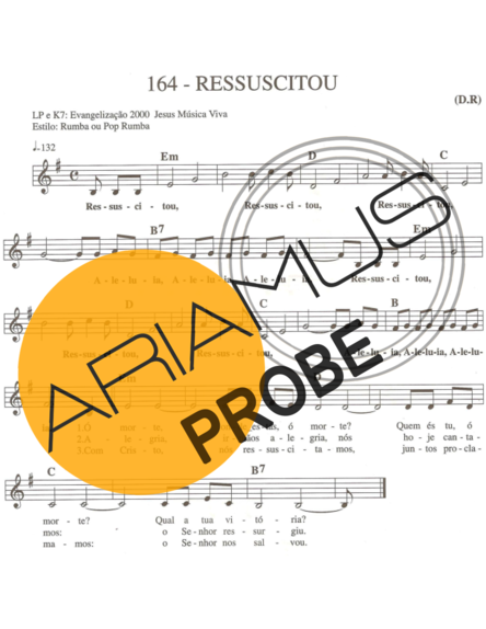 Catholic Church Music (Músicas Católicas) Ressuscitou score for Keys