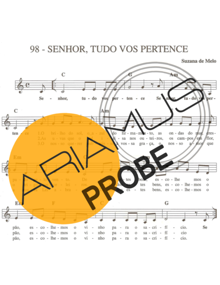 Catholic Church Music (Músicas Católicas) Senhor Tudo Vos Pertence score for Keys