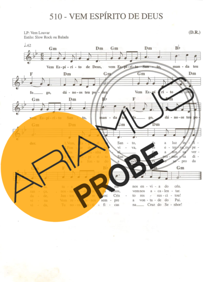 Catholic Church Music (Músicas Católicas) Vem Espírito de Deus score for Keys