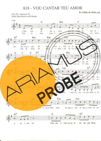 Catholic Church Music (Músicas Católicas) Vou Cantar Teu Amor score for Keys