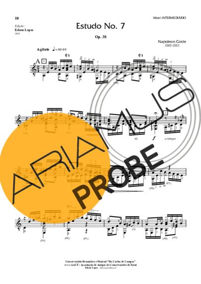 Napoléon Coste Estudo Op. 38 Nr 07 score for Akustische Gitarre
