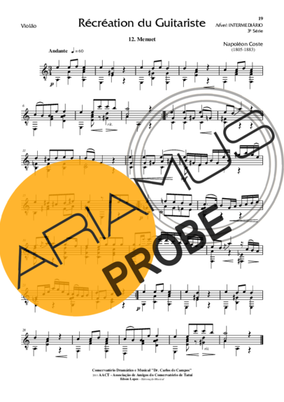 Napoléon Coste Recreation du Guitariste Op. 51 Nr 12 score for Akustische Gitarre