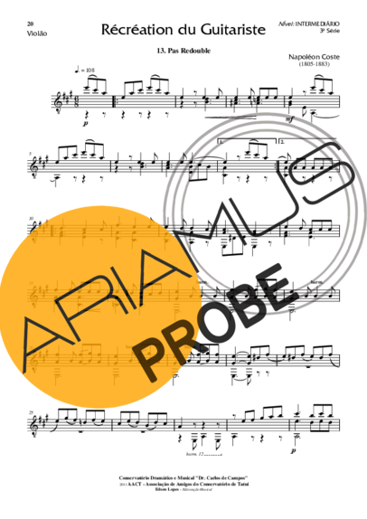 Napoléon Coste Recreation du Guitariste Op. 51 Nr 13 score for Akustische Gitarre