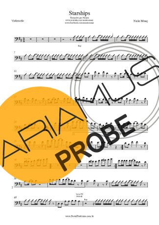 Nicki Minaj Starships score for Cello