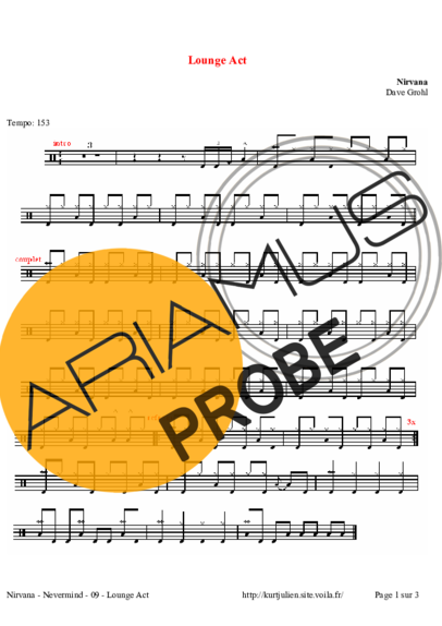 Nirvana Lounge Act score for Schlagzeug