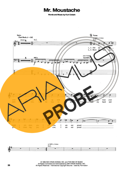 Nirvana Mr Moustache score for Bass