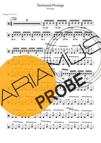 Nirvana Territorial Pissings Partituren für Schlagzeug