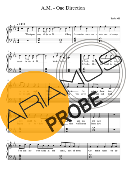 One Direction A.M. score for Klavier