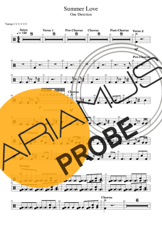 One Direction Summer Love score for Schlagzeug