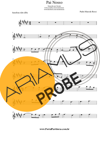 Padre Marcelo Rossi Pai Nosso score for Alt-Saxophon