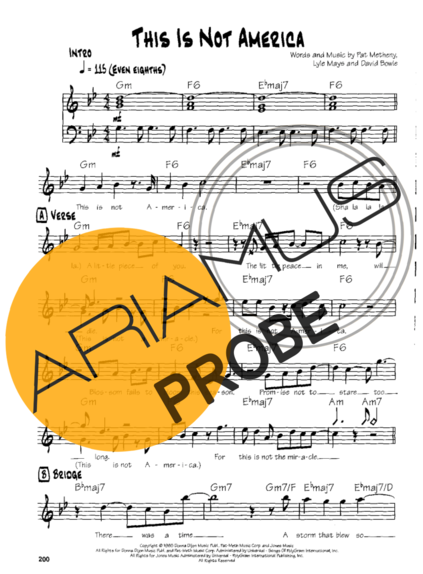 Pat Metheny This Is Not America score for Gitarre