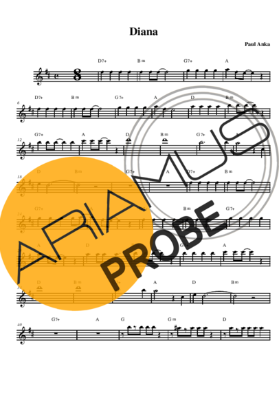 Paul Anka Diana score for Alt-Saxophon