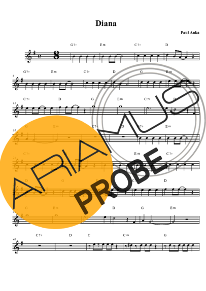 Paul Anka Diana score for Tenor-Saxophon Sopran (Bb)